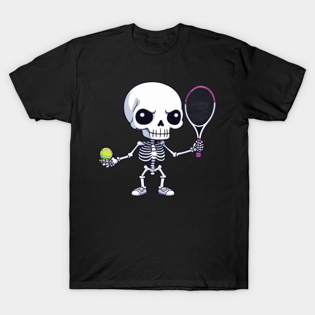 Halloween Tennis Skeleton T-Shirt by Rishirt